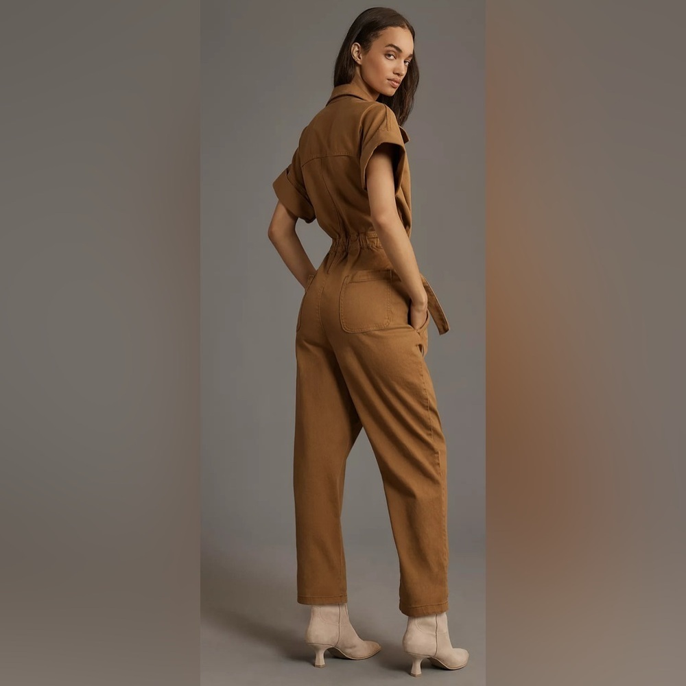PILCRO Short-sleeve Wing Jumpsuit In Brown, Size M - Picture 3 of 16